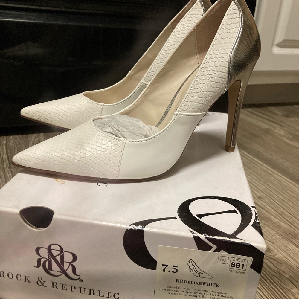 White and Silver high heels